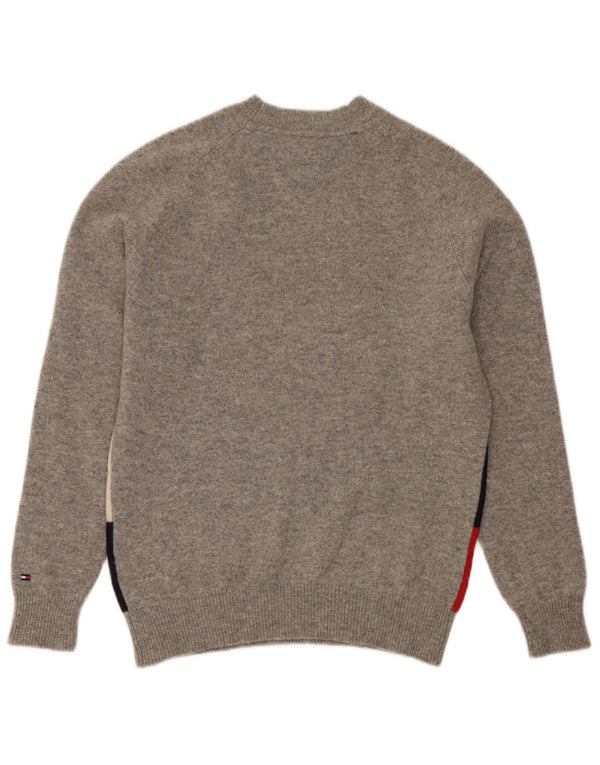 Женский джемпер с круглым вырезом Tommy Hilfiger UK 10, маленький серый с геометрическим узором