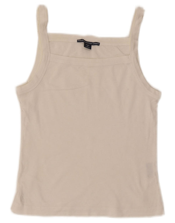 Женский топ на бретельках Ralph Lauren UK 12, средний белый хлопок, цвет: