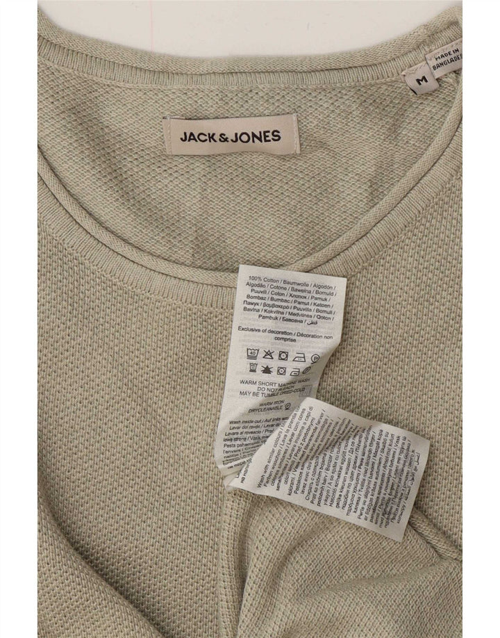 Мужской джемпер с вырезом лодочкой Jack & Jones, хлопковый свитер среднего зеленого цвета
