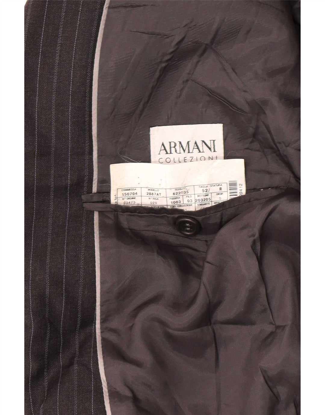 Armani Collezioni Мужской пиджак на 2 пуговицах IT 52 XL Серый в тонкую полоску Шерсть