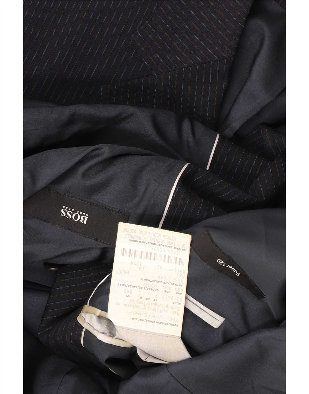 Мужской пиджак с 2 пуговицами Hugo Boss EU 48, средний темно-синий в тонкую полоску