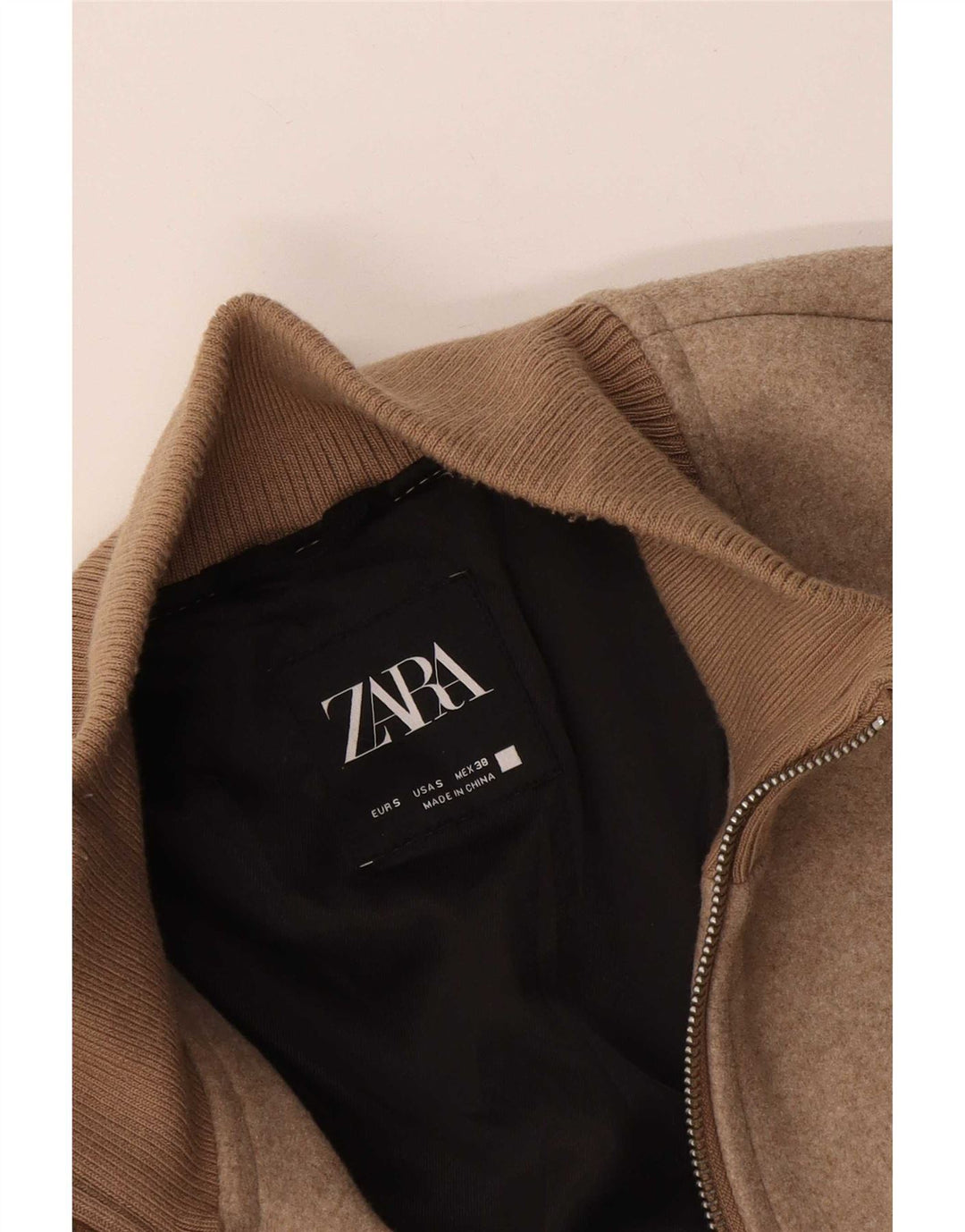 Мужская куртка-бомбер Zara UK 36, маленькая, бежевая