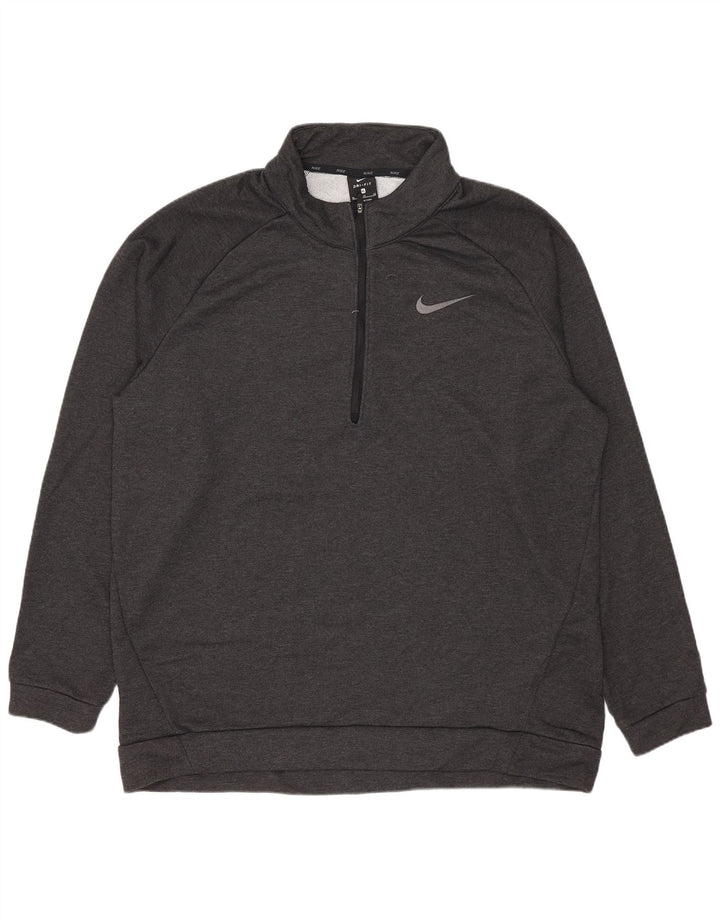 Мужской свитшот с воротником на молнии Nike Dri Fit XL, серый полиэстер
