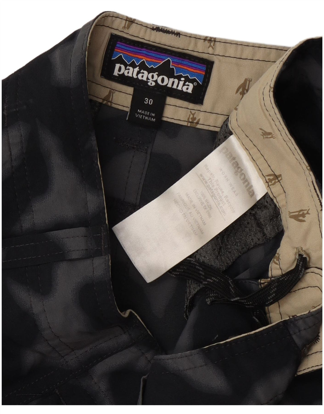 Мужские шорты-карго Patagonia W30, средние черные камуфляжные нейлоновые шорты