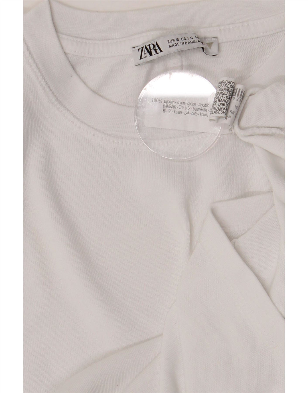 Женская футболка оверсайз ZARA Top UK 10, маленький размер, белый хлопок