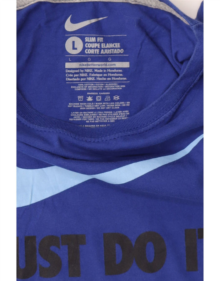 Женская футболка узкого кроя с рисунком NIKE, топ UK 14, большой синий хлопок