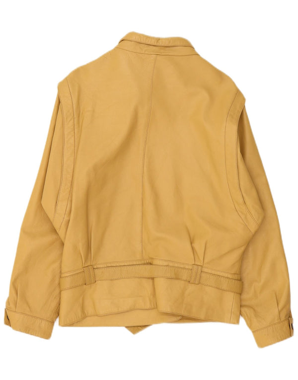 Vintage Womens Leather Jacket EU 40 Medium Yellow Leather