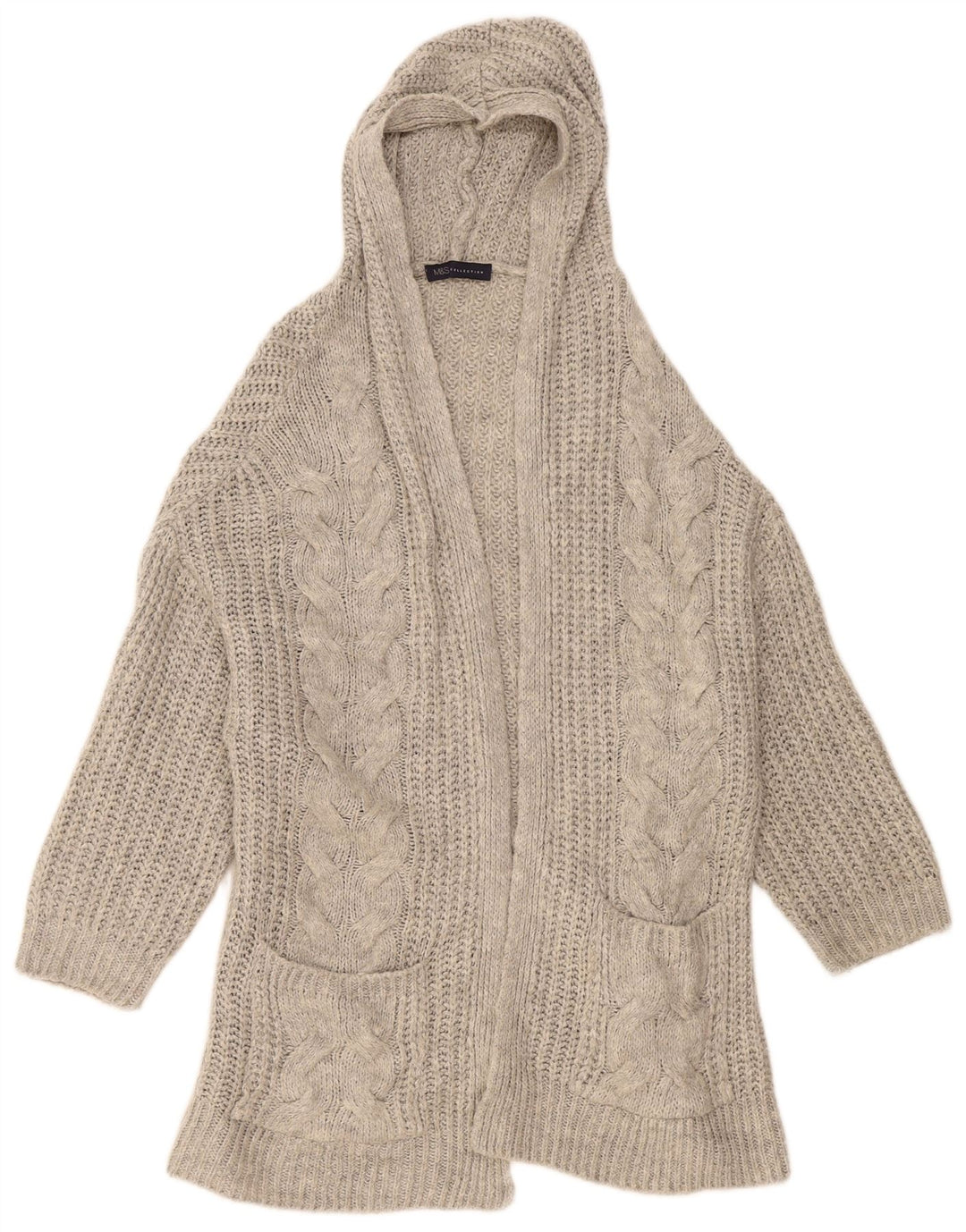 Женский открытый кардиган с капюшоном Marks & Spencer UK 14, средний серый