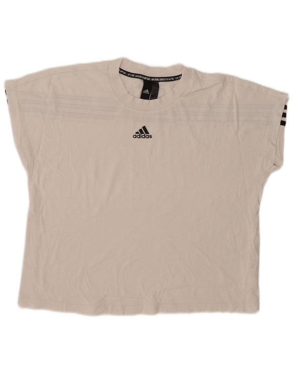 Женская укороченная футболка оверсайз Adidas Top UK 10, маленькая, белый хлопок