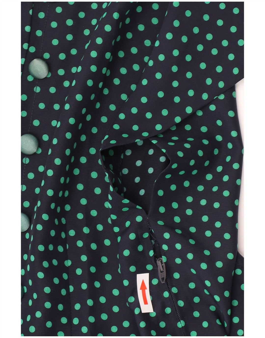 Винтажное женское платье А-силуэта UK 10, маленькое темно-синее в горошек