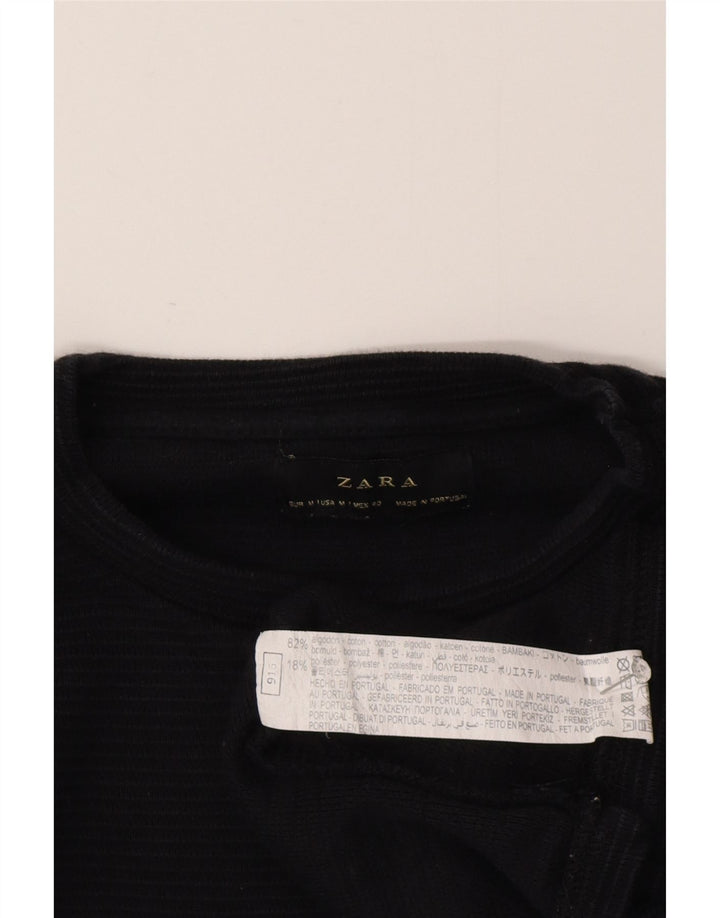Мужской топ Zara с длинным рукавом, средний черный хлопок