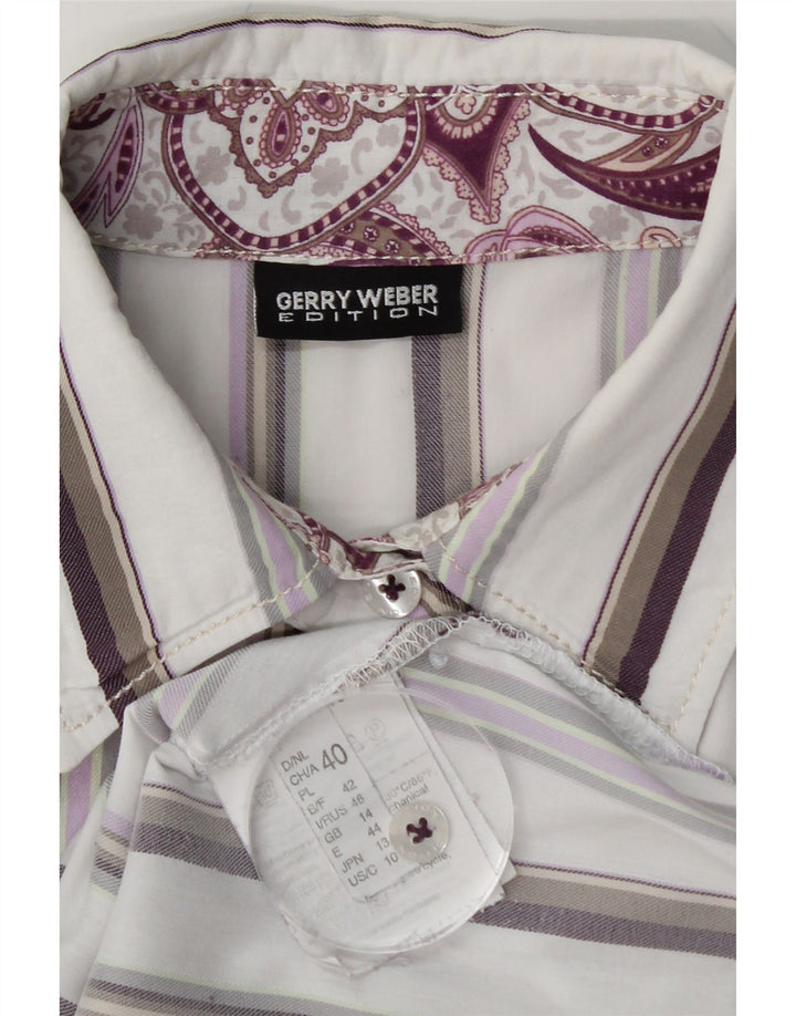 GERRY WEBER Womens Shirt UK 14 Medium White Striped Cotton