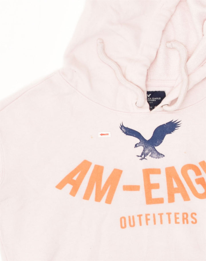 AMERICAN EAGLE OUTFITTERS Womens Graphic Hoodie Jumper UK 14 Medium Pink | Vintage American Eagle Outfitters | Thrift | Second-Hand American Eagle Outfitters | Used Clothing | Messina Hembry 