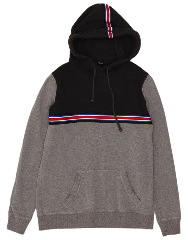 Женский джемпер с капюшоном оверсайз Hollister UK 6 XS, серый, хлопок с цветными блоками