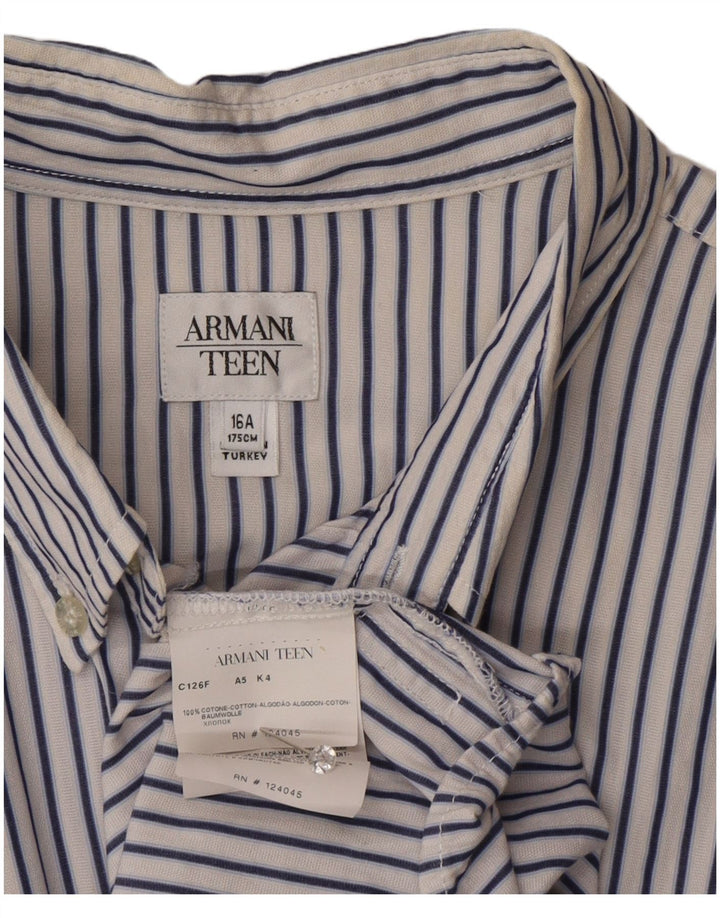 Рубашка Armani для мальчиков 15-16 лет, хлопковая белая полоска