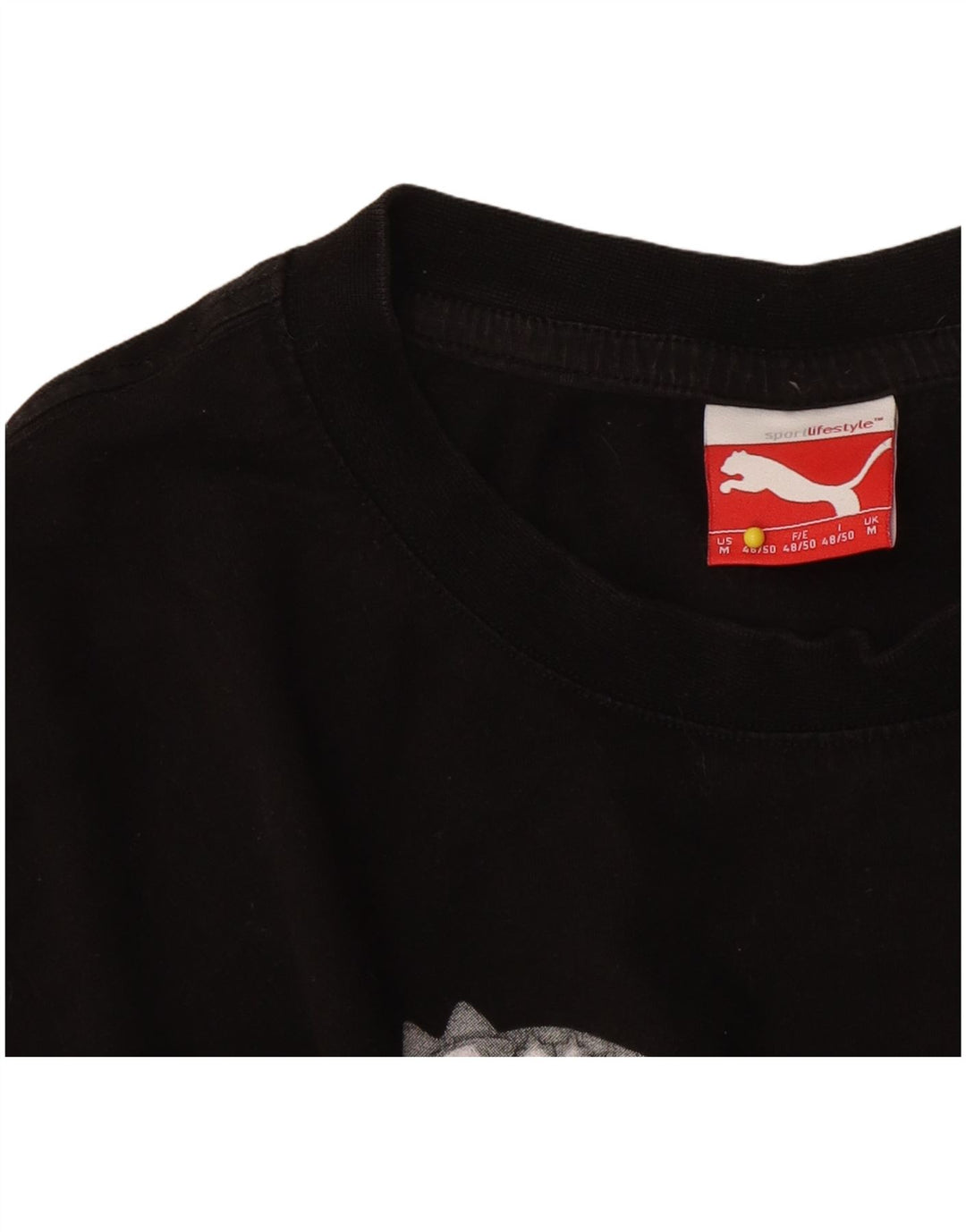 Мужская футболка с рисунком Puma, средний черный, цветной блок