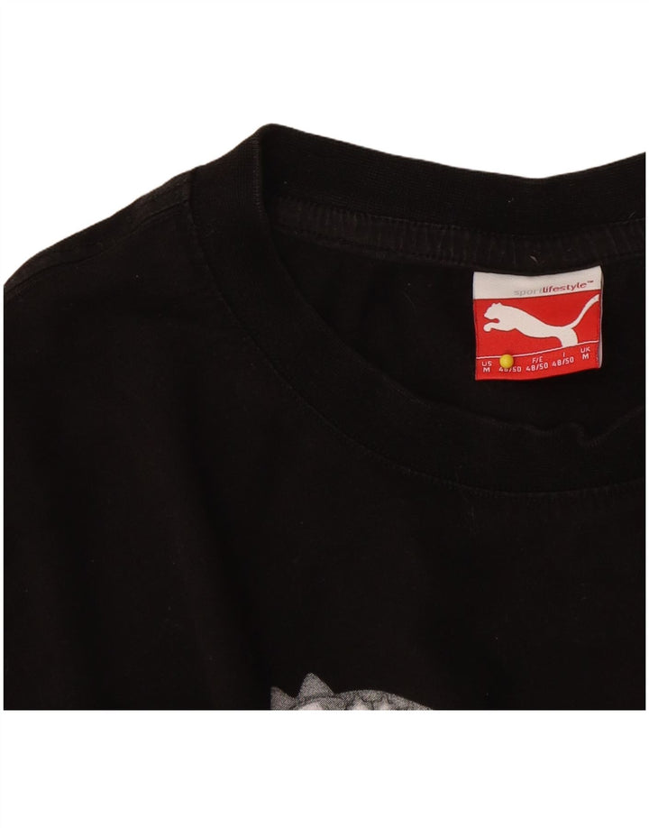 Мужская футболка с рисунком Puma, средний черный, цветной блок