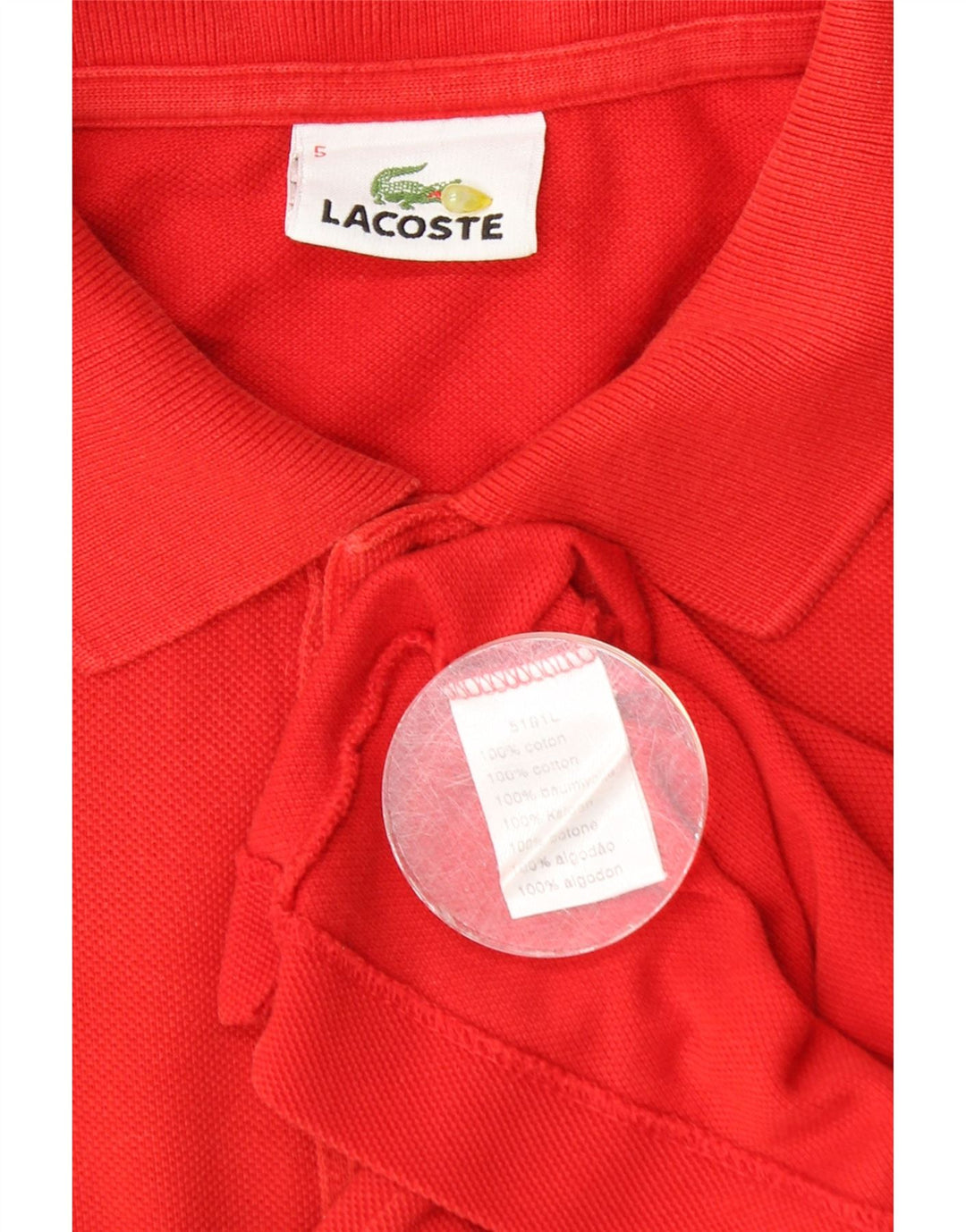Мужская рубашка-поло Lacoste, размер 5, большая красная хлопковая ткань