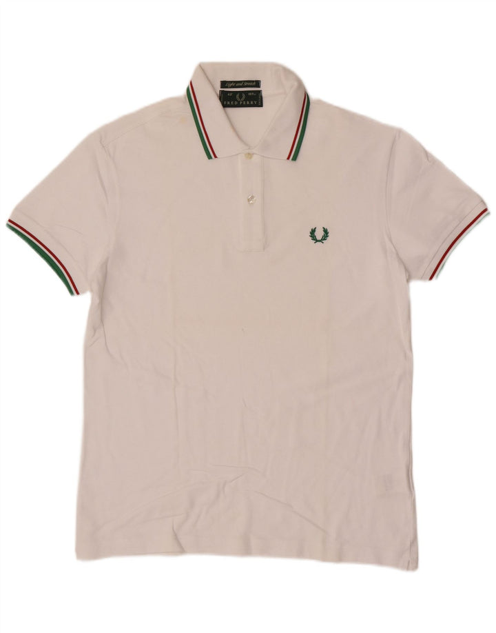 Мужская легкая и эластичная рубашка-поло Fred Perry среднего размера, белый хлопок