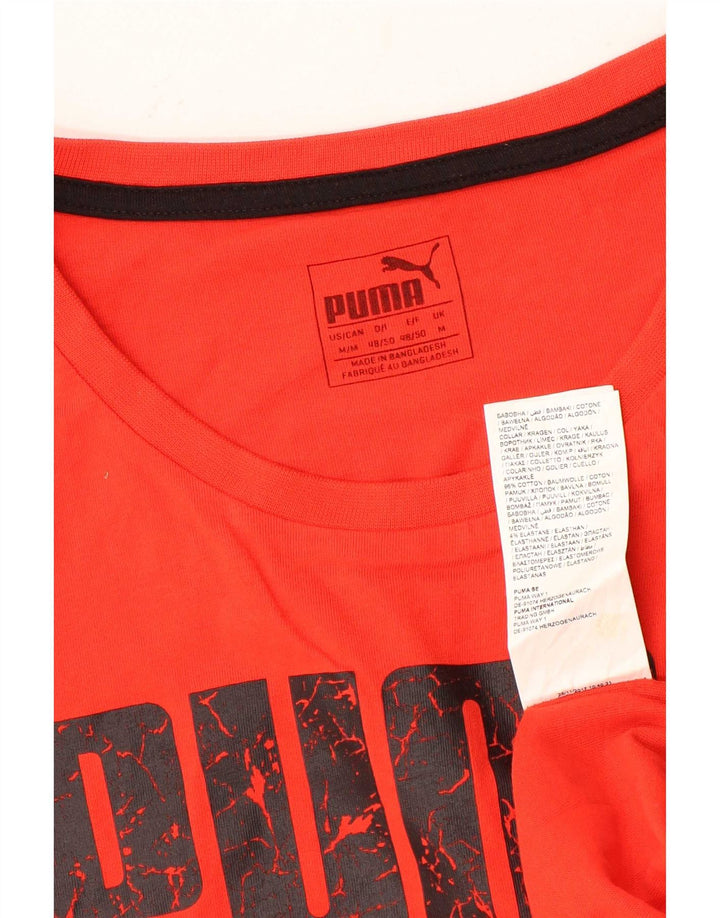 Мужская футболка с рисунком Puma, хлопковый топ среднего красного цвета