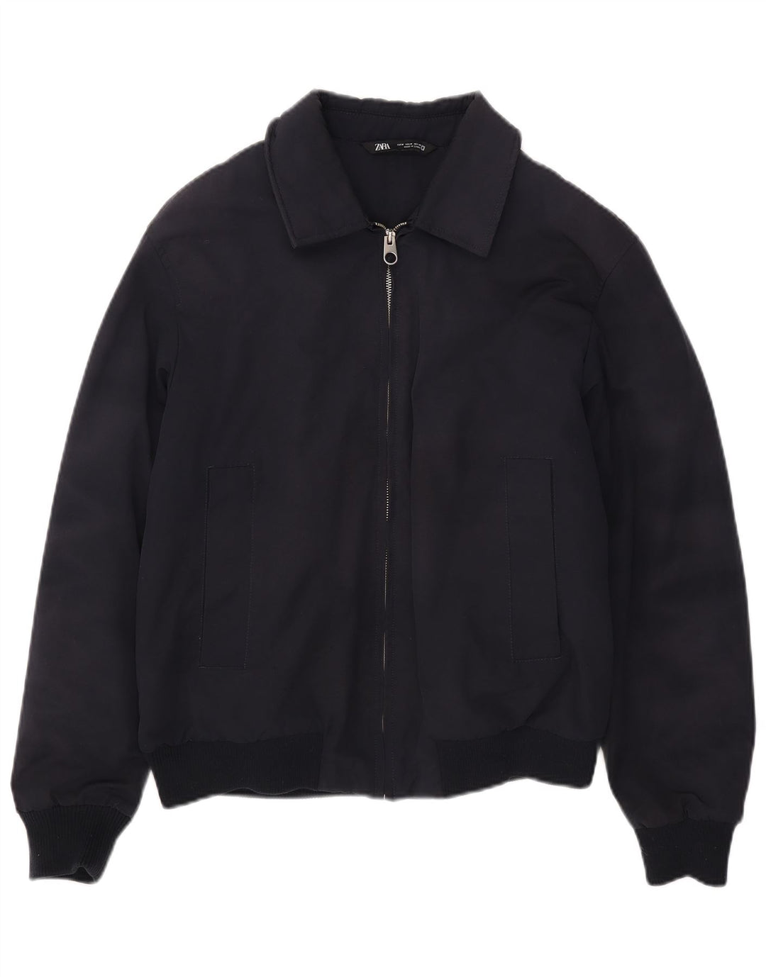 Мужская куртка-бомбер Zara UK 38, средний темно-синий полиэстер