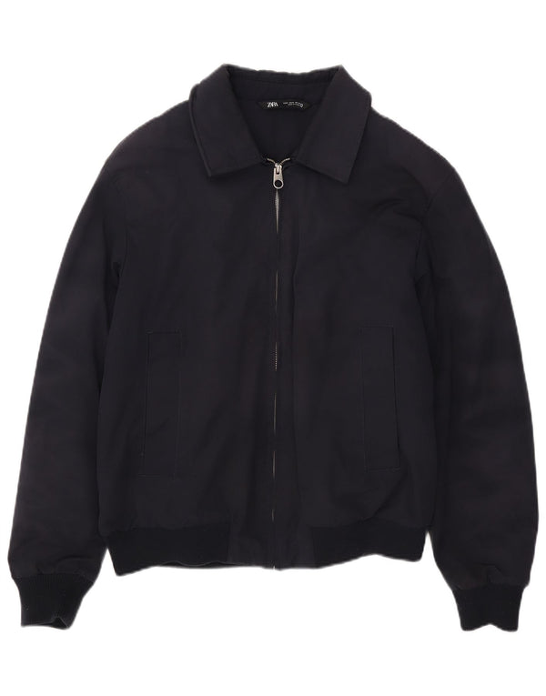 Мужская куртка-бомбер Zara UK 38, средний темно-синий полиэстер
