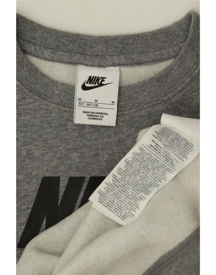 Джемпер с рисунком Nike для мальчиков 10–11 лет, хлопковый средний серый цвет в крапинку