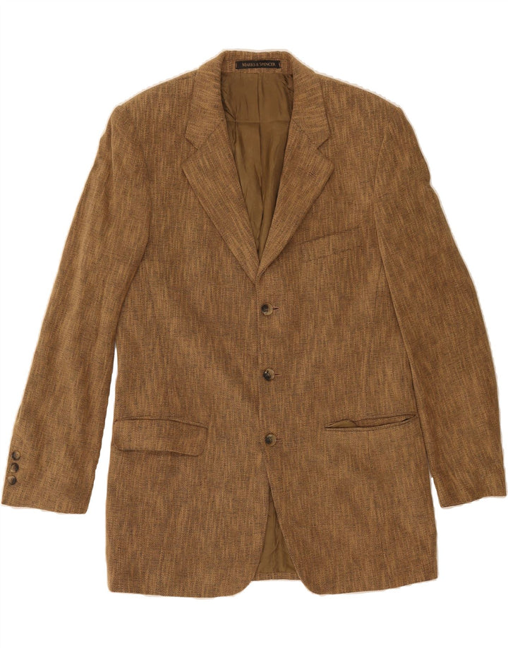 MARKS & SPENCER Mens 3 Button Blazer Jacket EU 50 Large Brown Flecked Vintage Marks & Spencer and Second-Hand Marks & Spencer from Messina Hembry 