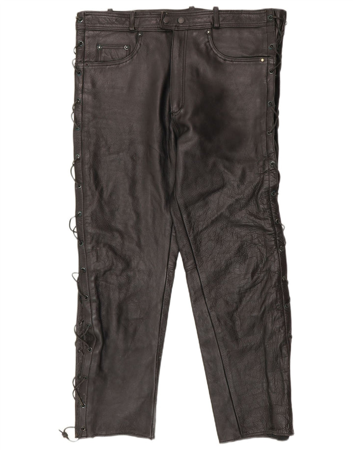 Мужские тонкие кожаные брюки American Eagle W36 L30 черные кожаные