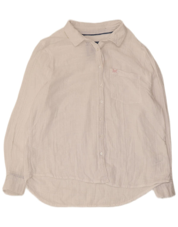 CREW CLOTHING Женская рубашка UK 12, средний белый хлопок, белый цвет