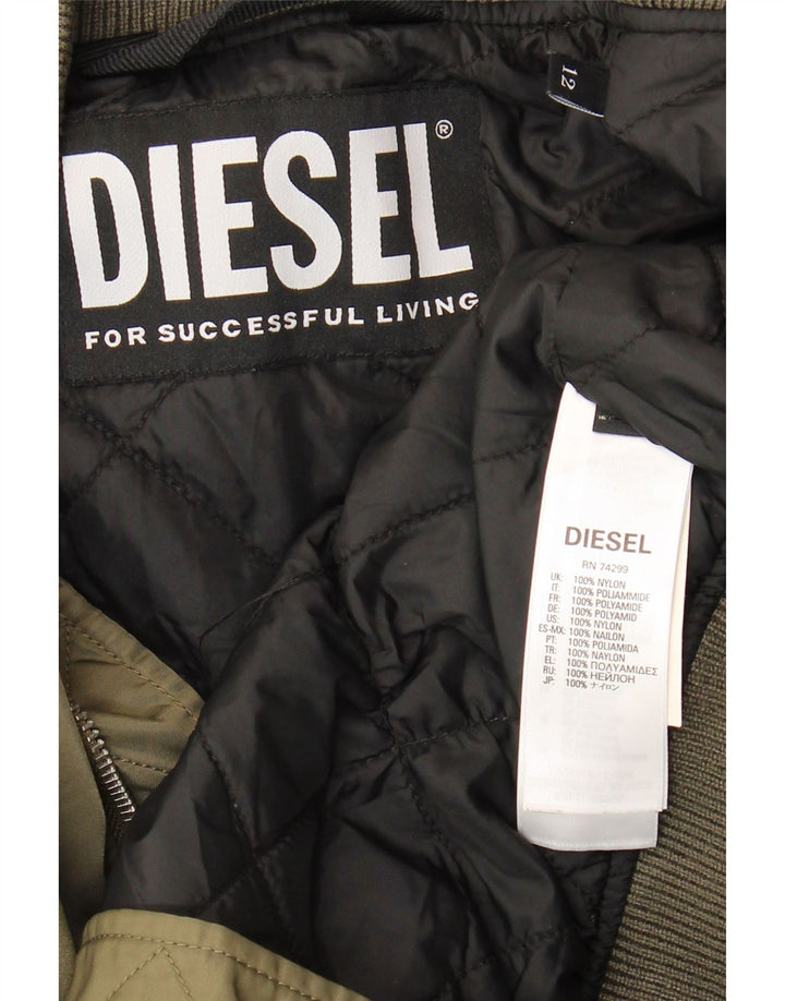 Женская куртка-бомбер Diesel UK 12, нейлон цвета хаки, средний цвет