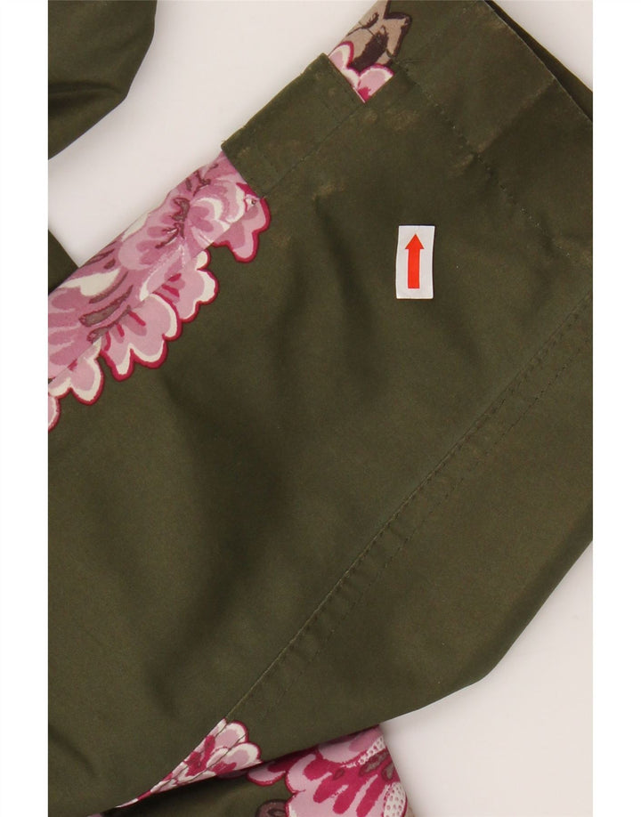 Женский плащ с капюшоном JOULES UK 12, средний цвет хаки, полиэстер с цветочным принтом