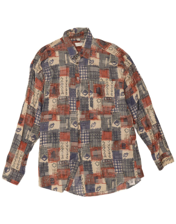 Canda Mens Shirt Size 41/42 16 1/2 Large Multicoloured Patchwork Viscose