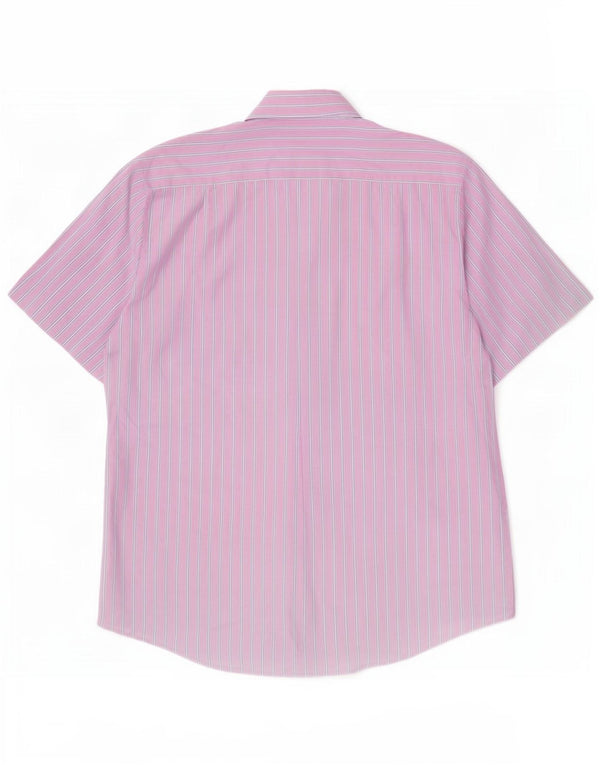 Marks & Spencer Mens Short Sleeve Shirt Size 42 16 1/2 Large Pink Pinstripe