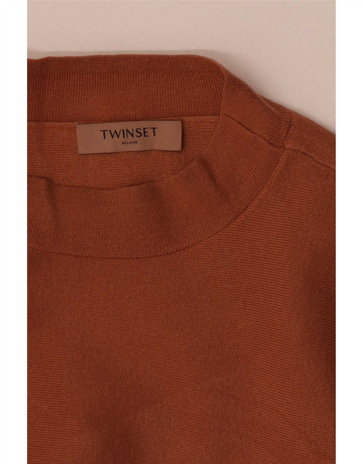Женский топ Twinset с длинным рукавом UK 12, средний коричневый цвет