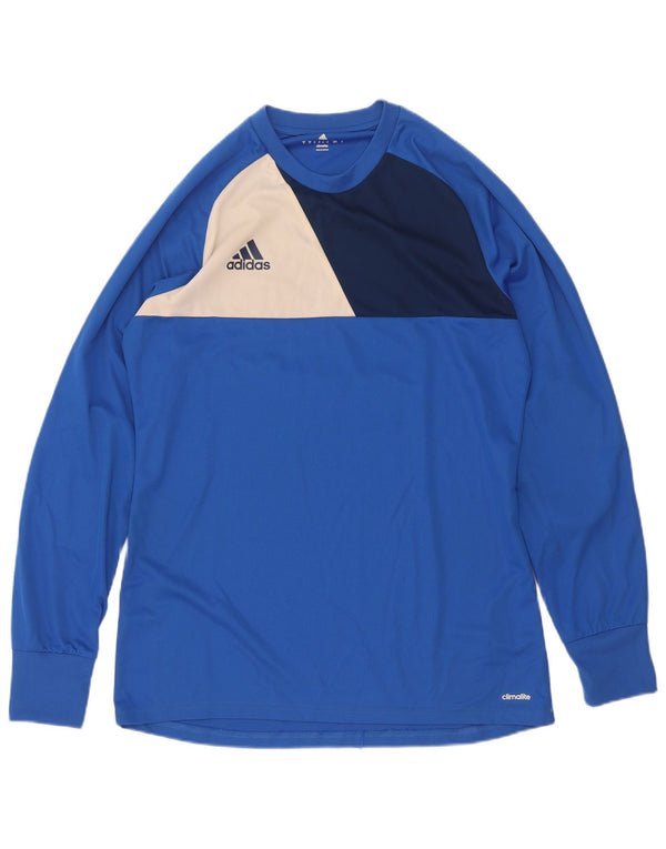 Мужской топ Adidas Climalite с длинным рукавом, средний синий, полиэстер с цветными блоками