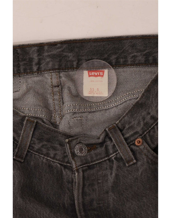 Зауженные джинсы с высокой талией Levi's для девочек 10–11 лет W27 L29, серый хлопок