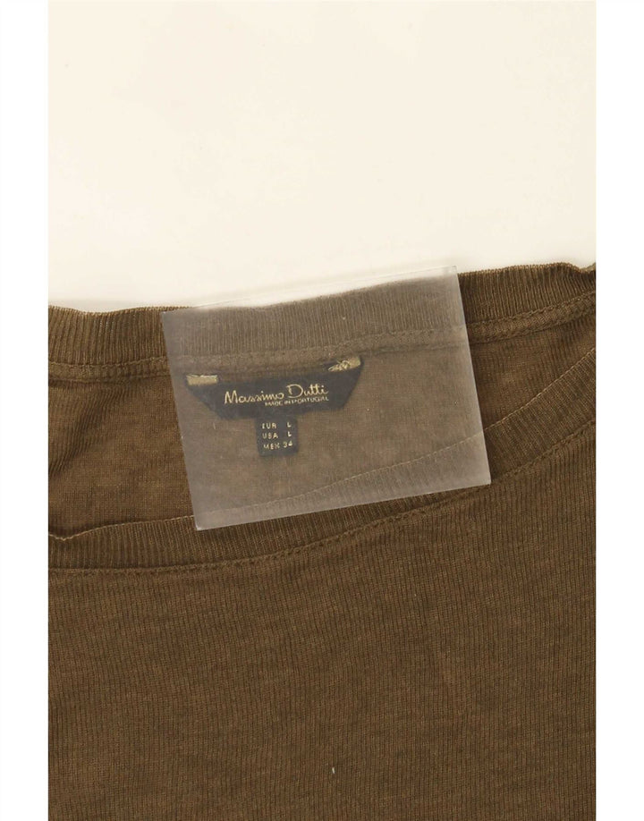 Женский топ Massimo Dutti с длинным рукавом UK 16, большой цвет хаки