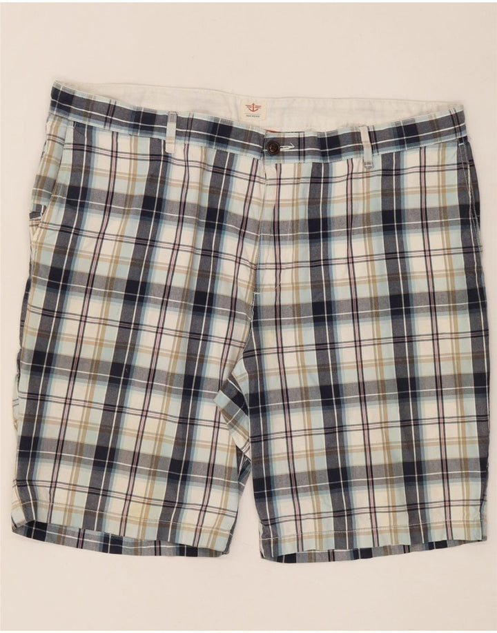 DOCKERS Mens Cargo Shorts W42 2XL Navy Blue Check Cotton Vintage Dockers and Second-Hand Dockers from Messina Hembry 