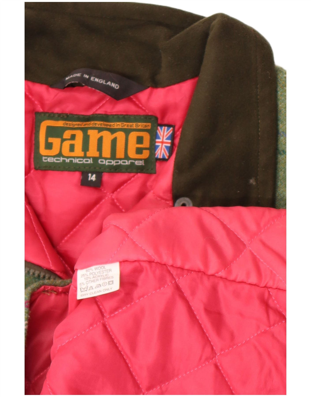 Женский жилет Game Technical Apparel UK 14, шерстяной в большую зеленую клетку