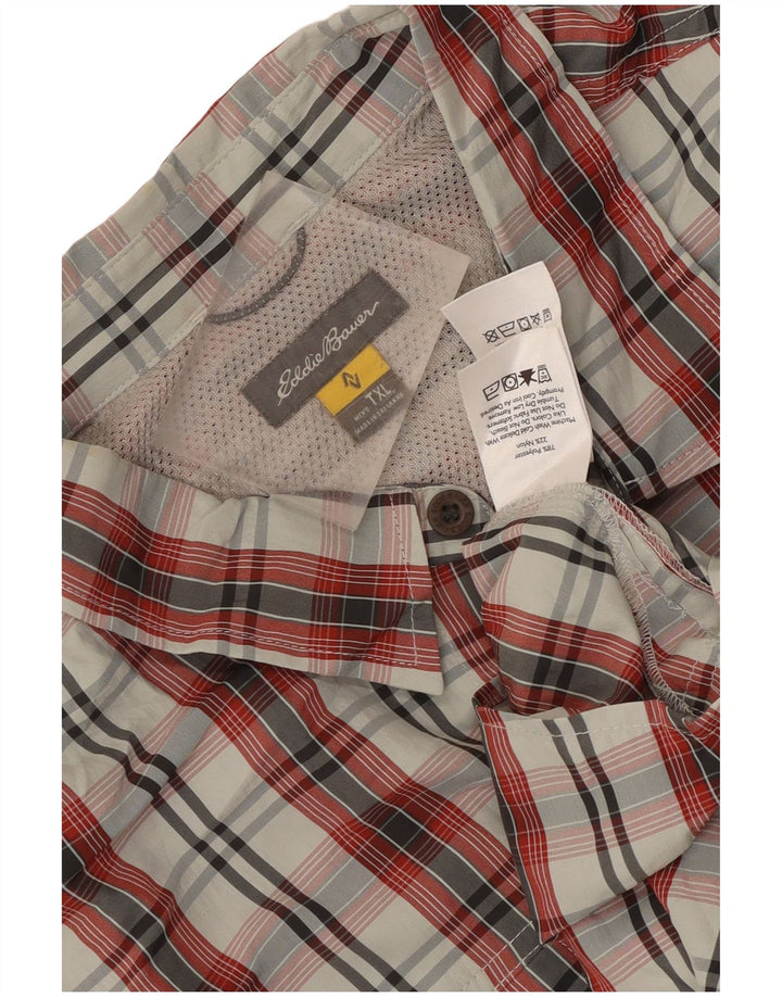 Мужская рубашка с коротким рукавом Eddie Bauer XL, красный полиэстер в клетку