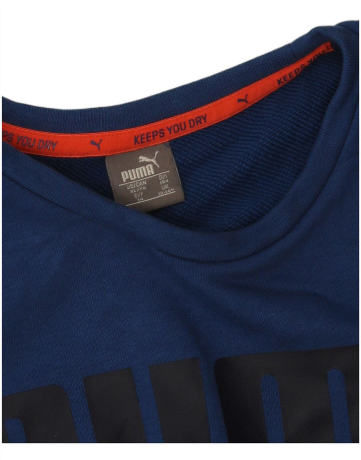 Топ с рисунком Puma для мальчиков с длинными рукавами, 13–14 лет, синий хлопок