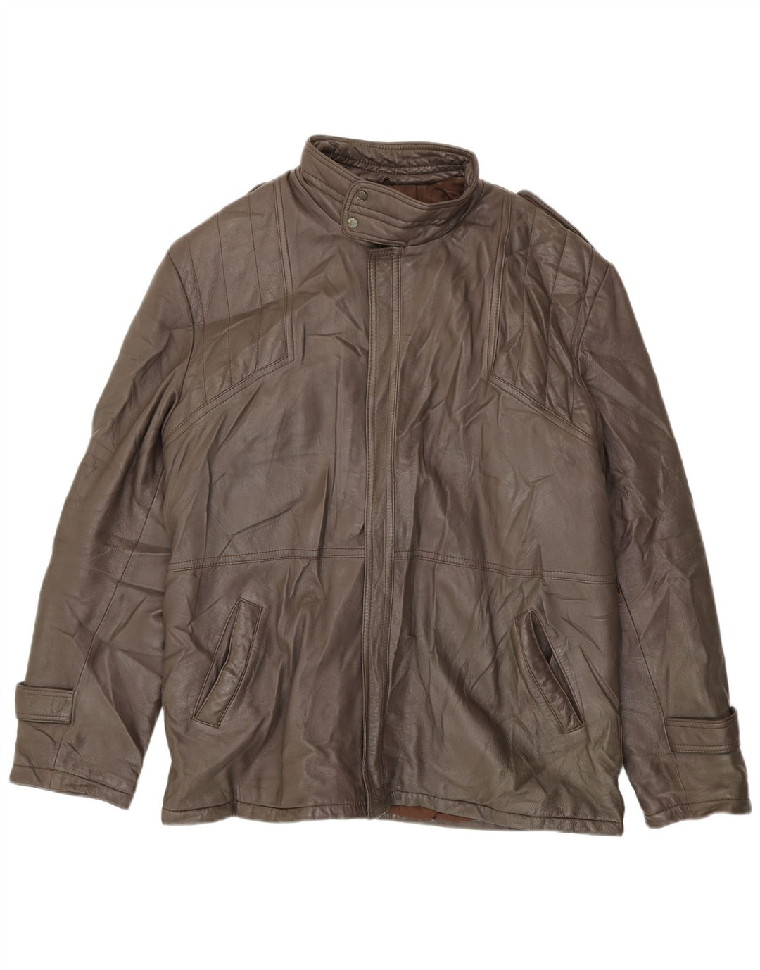 VINTAGE Мужская кожаная куртка IT 54 2XL Коричневая кожа