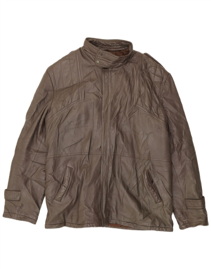 VINTAGE Мужская кожаная куртка IT 54 2XL Коричневая кожа