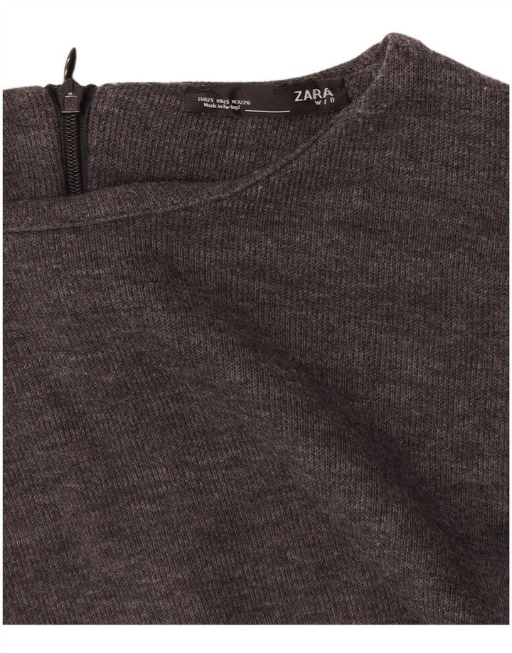 Женское платье-джемпер Zara UK 8, маленькое серое, хлопок