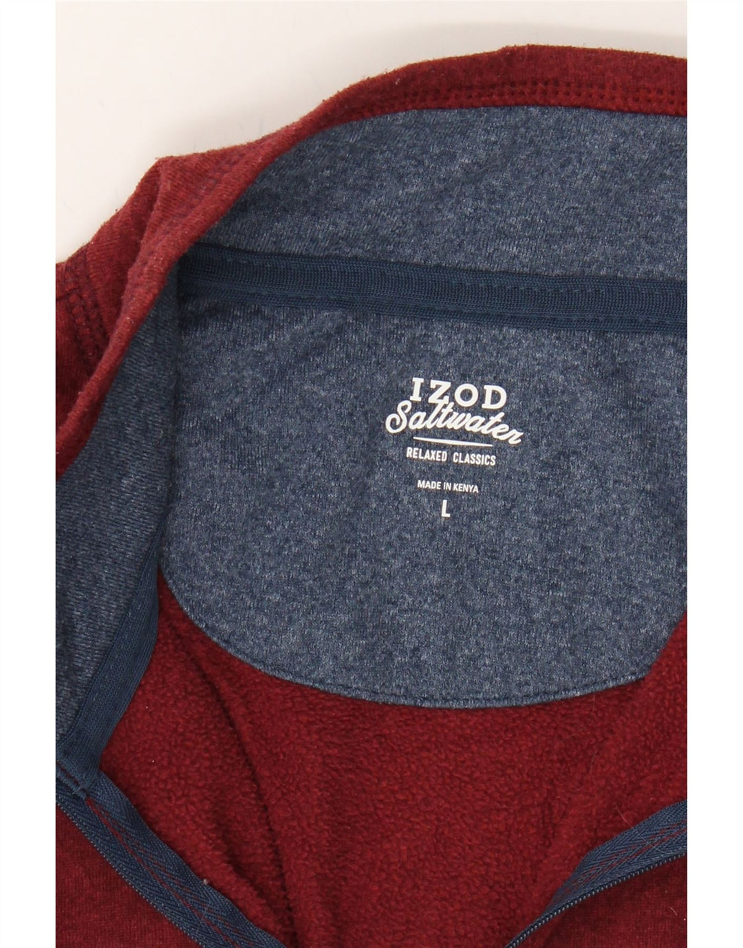 IZOD Mens Salt Water Zip Neck Sweatshirt Jumper Large Red Polyester Vintage Izod and Second-Hand Izod from Messina Hembry 