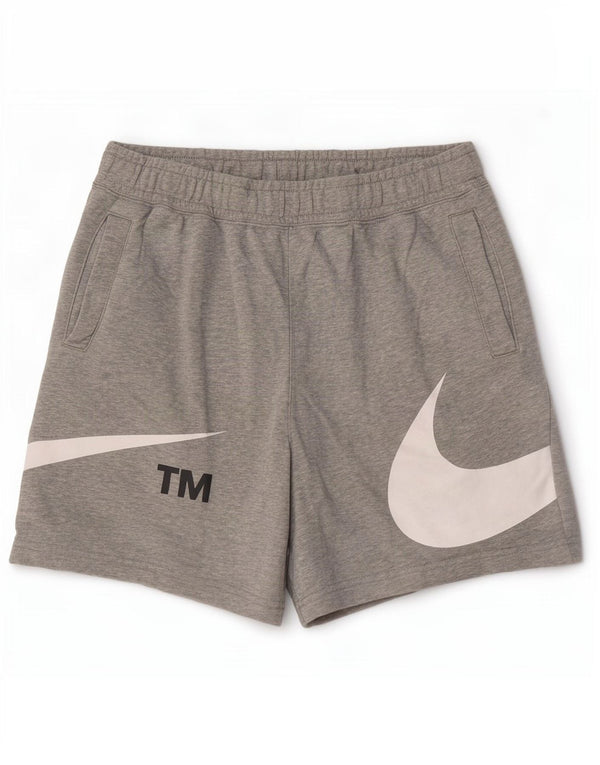 Мужские спортивные шорты Nike с графическим рисунком, хлопковые, среднего серого цвета