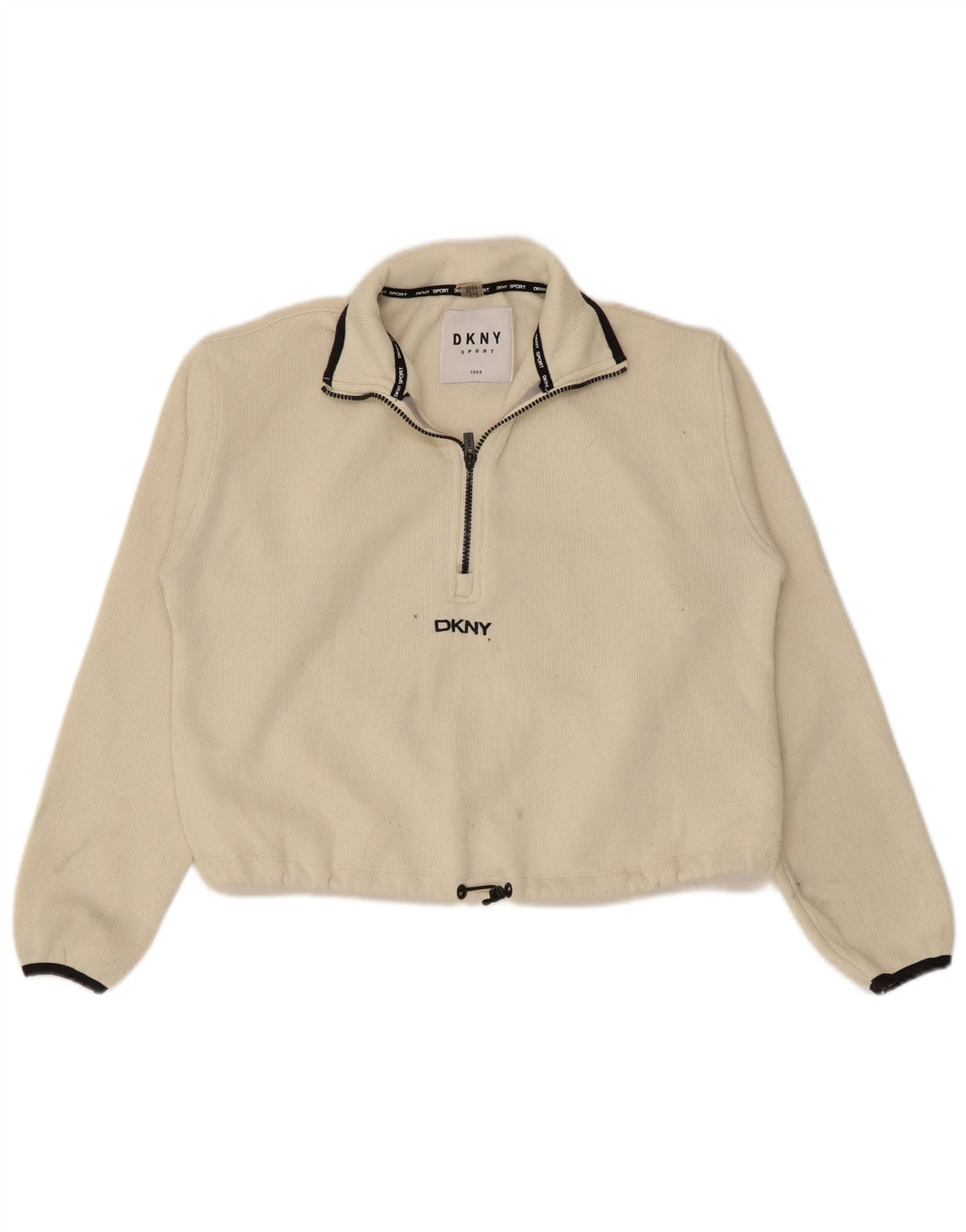 Женский свободный свитер Dkny с молнией 1/4, Великобритания, 6 XS, белый полиэстер