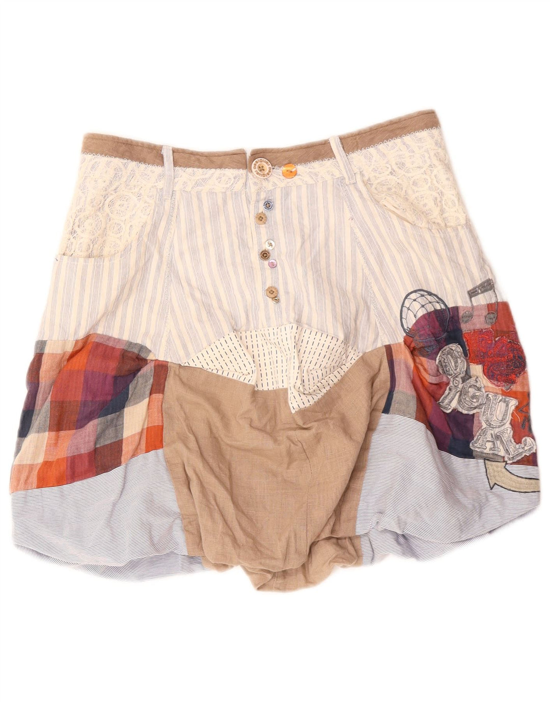 DESIGUAL Женская юбка-пузырь EU 36, маленькая W30, разноцветная пэчворк