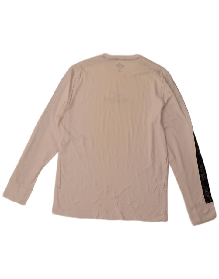 HOLLISTER Мужской топ с рисунком, длинный рукав, большой белый цвет, хлопок